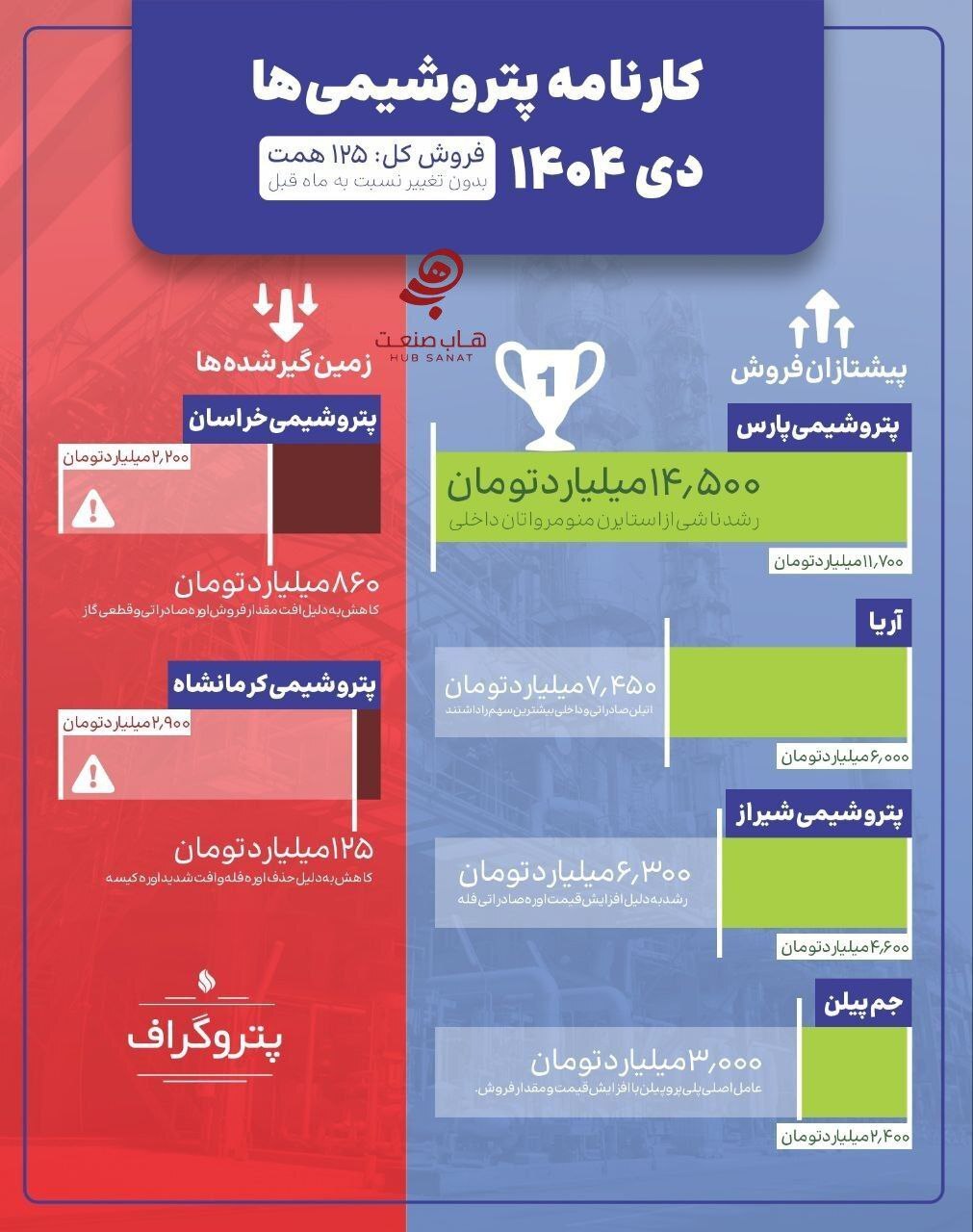 فروش ۱۲۵ همتی ۷۰ شرکت پتروشیمی در یک ماه